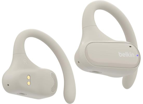 Belkin SoundForm ClearFit Open-Ear Wireless Earbuds, Lightweight Sport Earphones, Bluetooth Earbuds w/Long-Lasting Comfort, IPX5 Waterproof Earbuds for iPhone, Hiking, Biking, Running, & More - Sand